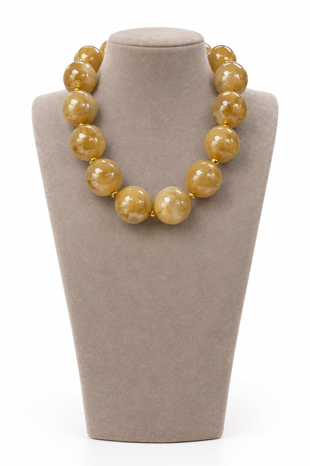 Chunky Beaded Necklace, Beige