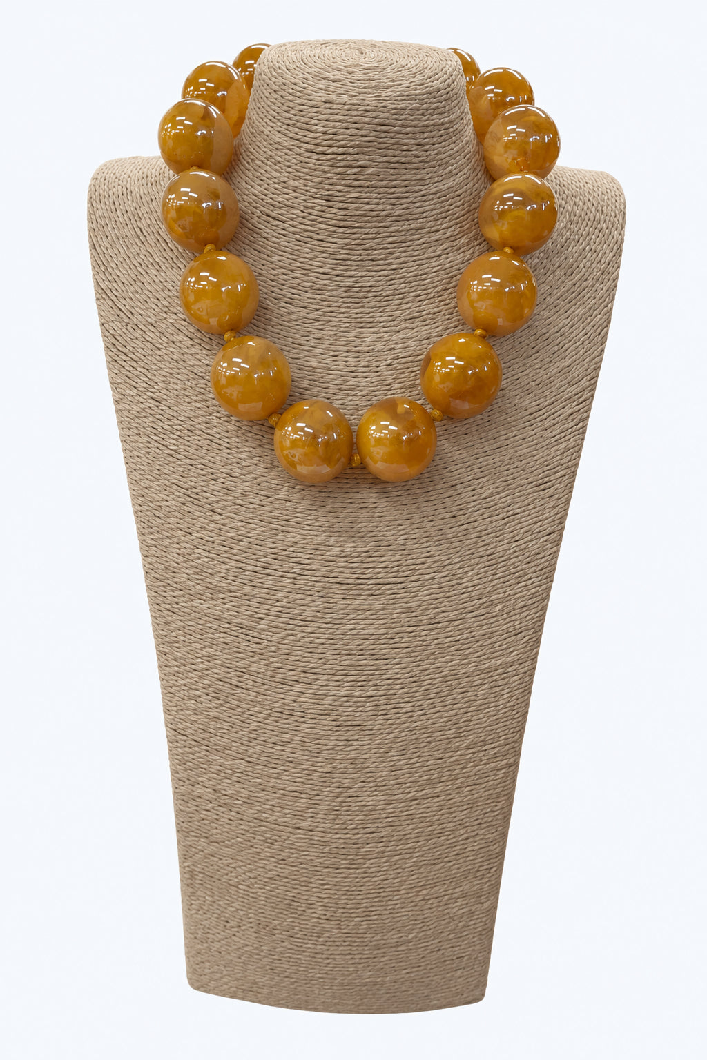 Chunky Beaded Necklace, Mustard
