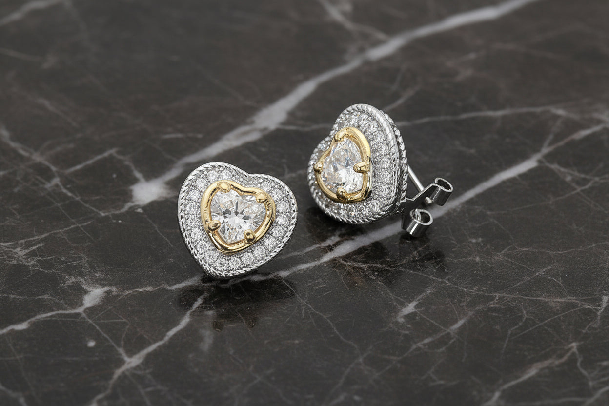 CZ Stone Heart Earrings