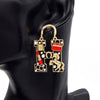 Fashion H Earrings, Black/Gold