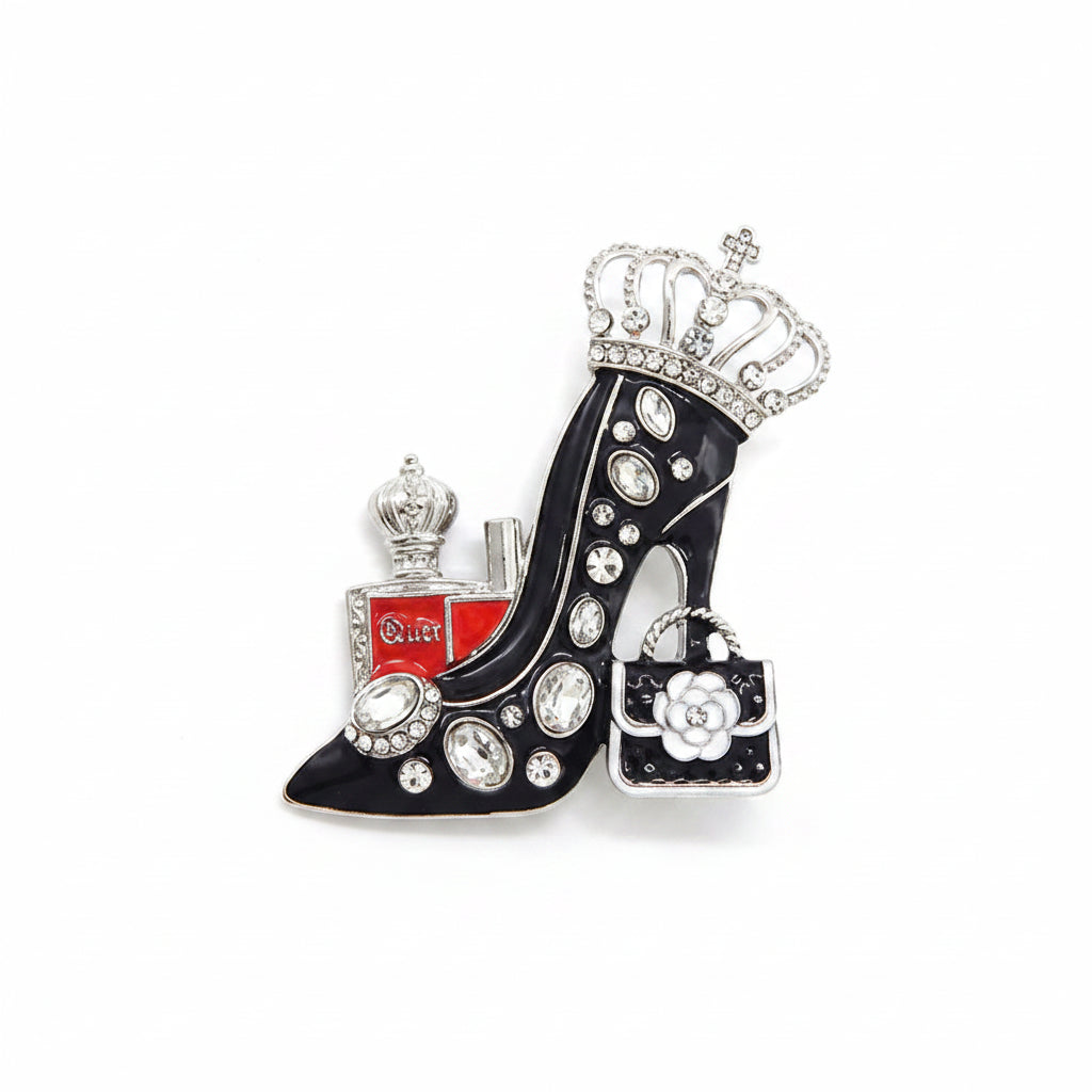 Fashion Heel Brooch, Black