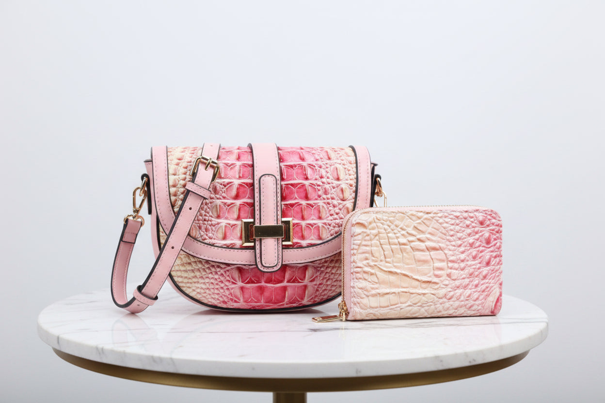 Messenger Crossbody and Wallet, Pink