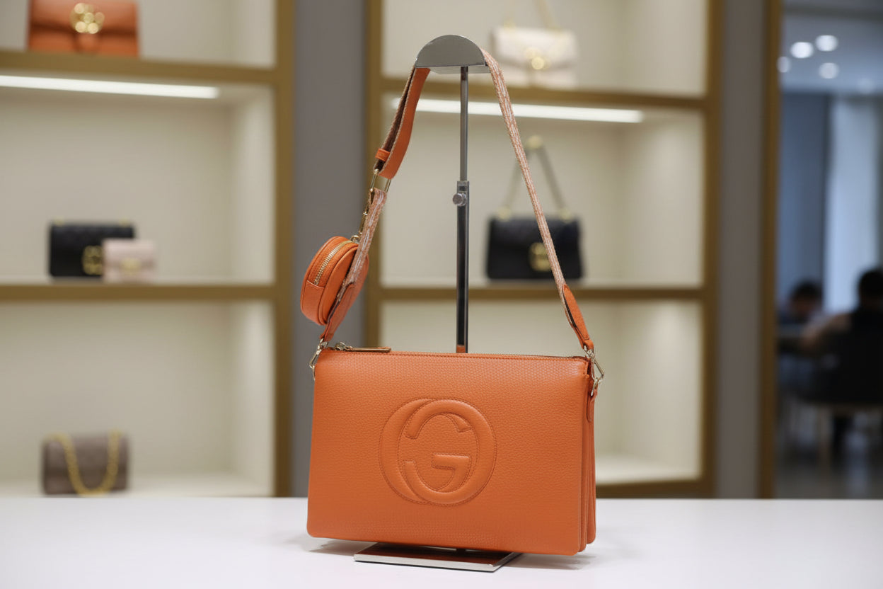 Guitar Strap Messenger Handbag Crossbody, Orange
