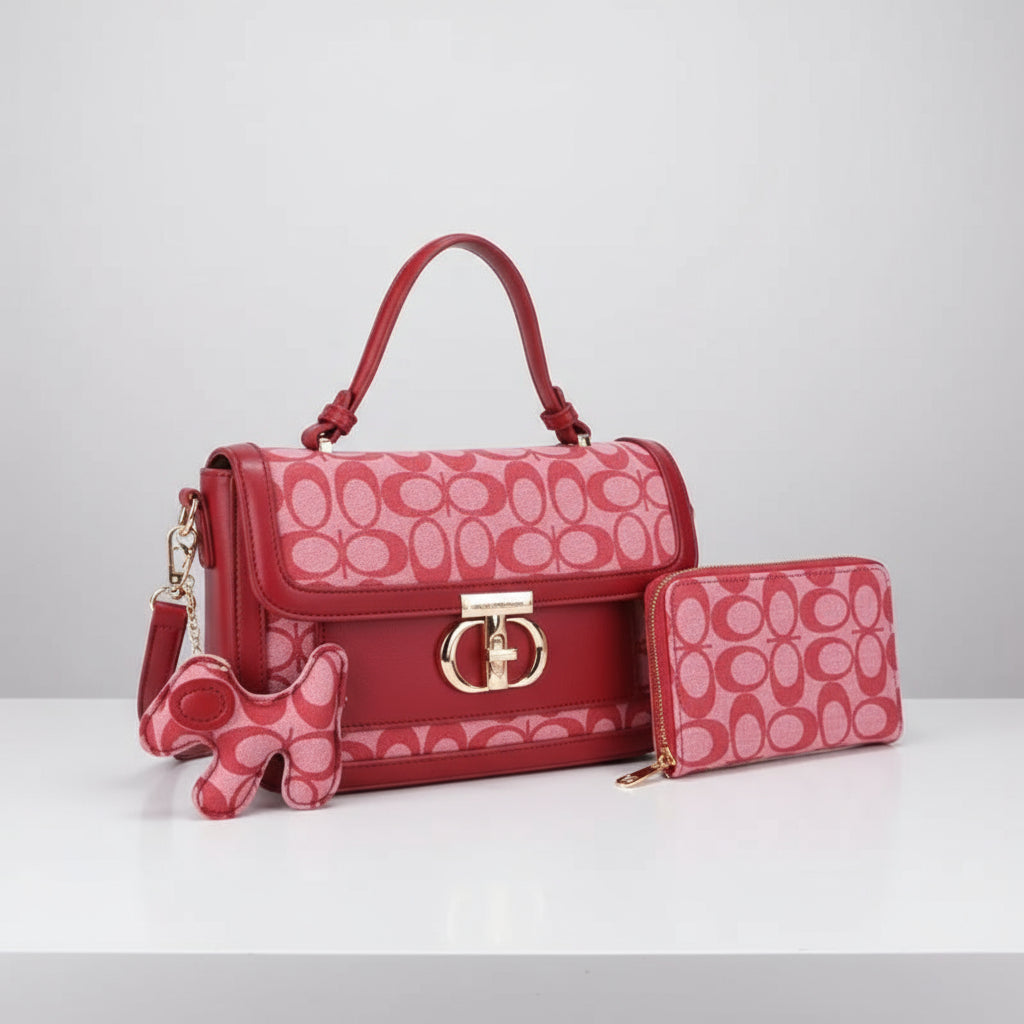 Satchel Handbag, Dark Red