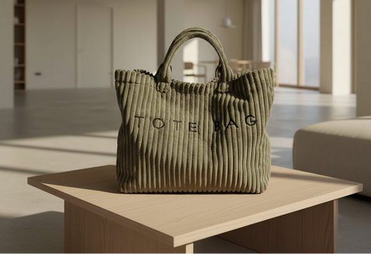 Olive Green Corduroy Tote Bag