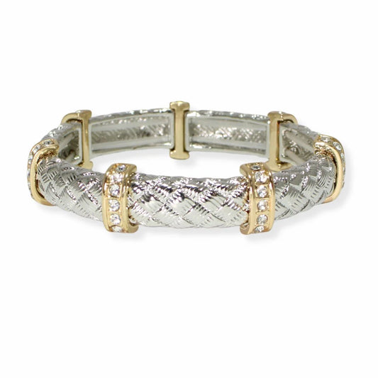 Silver Gold Dazzle Stretch Bracelet with Rhinestones