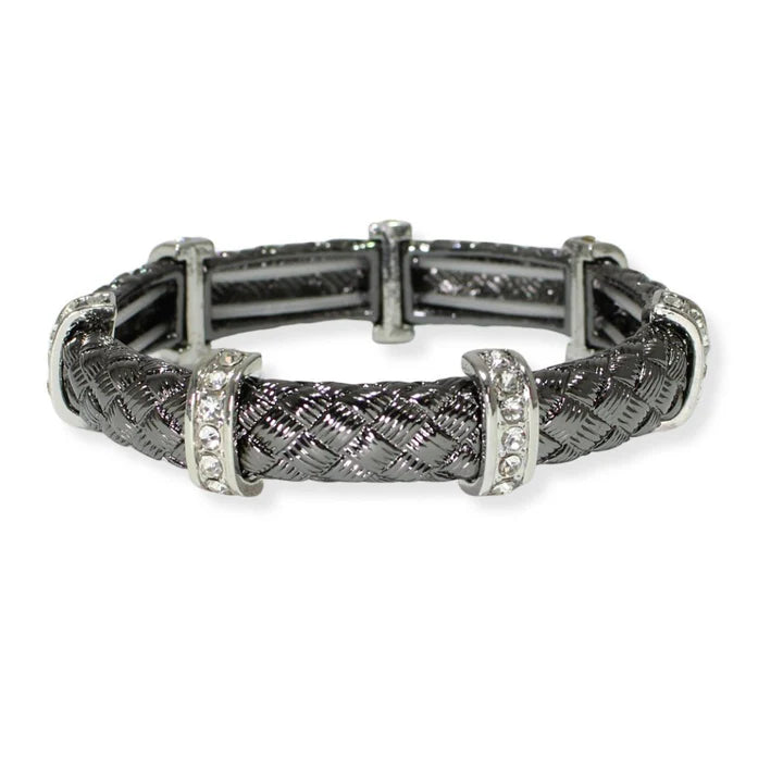 Black Dazzle Stretch Bracelet with Rhinestones