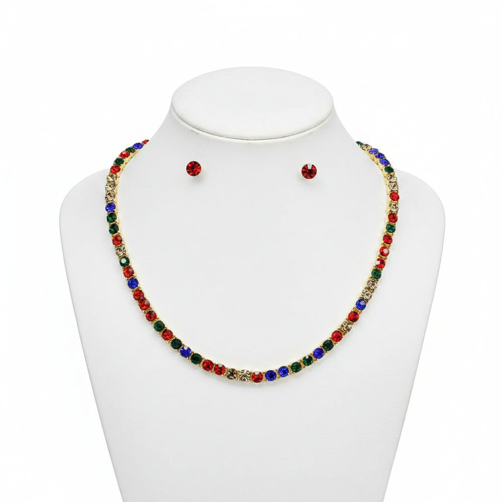 Sparkling Rhinestone Necklace, Multi
