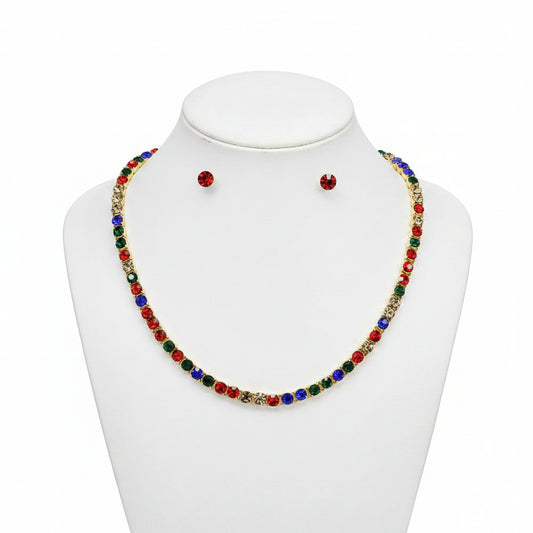 Sparkling Rhinestone Necklace, Multi