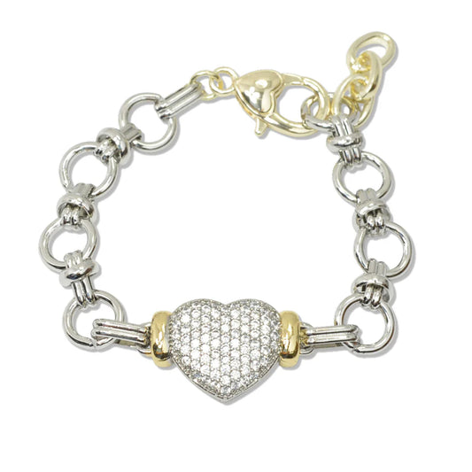 14K GOLD PLATED CUBIC ZIRCONIA HEART BRACELET