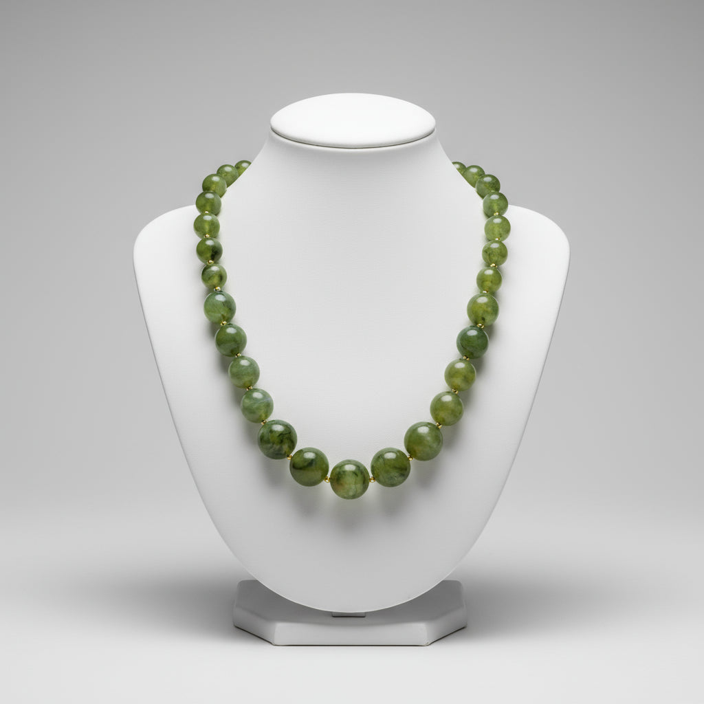 Olive Green Ball Beaded Necklace