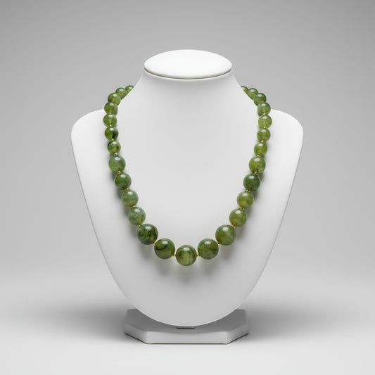 Olive Green Ball Beaded Necklace