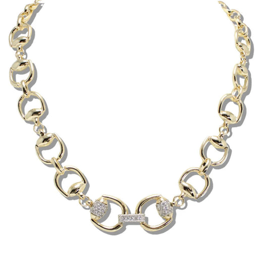 14K Gold Plated Horse Bit Link Necklace