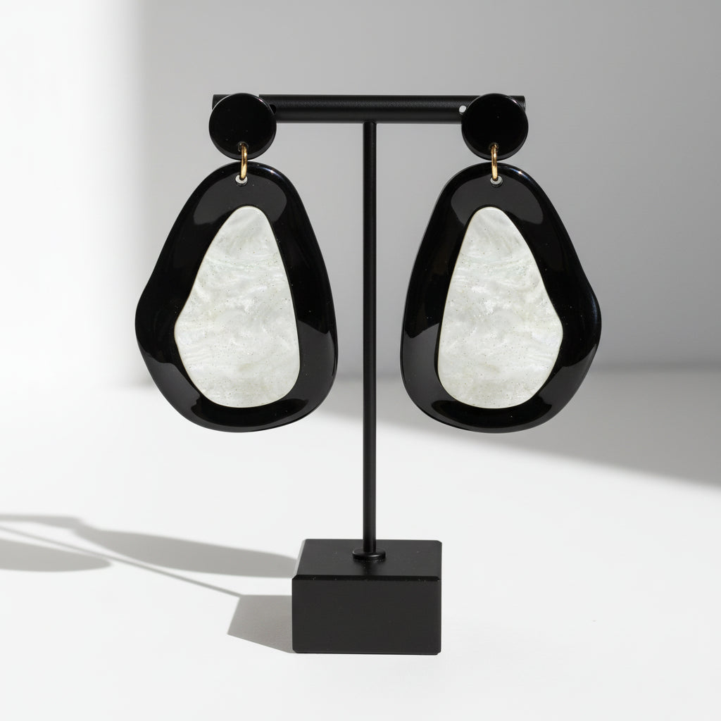 Geometric Acrylic Earrings, Black