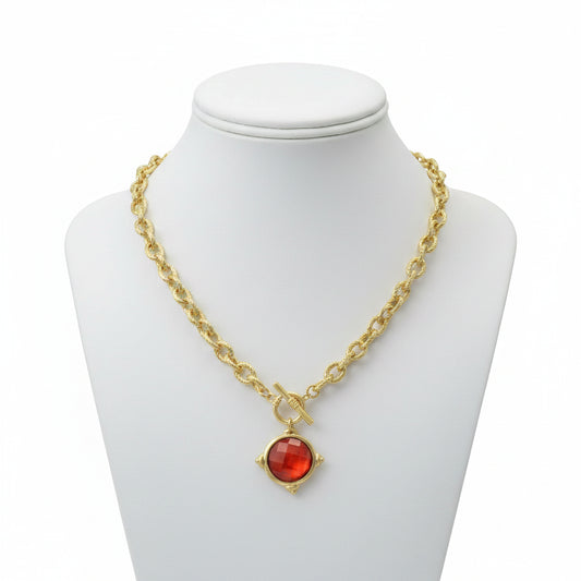 Cirqular Medallion Pendant Necklace, Red
