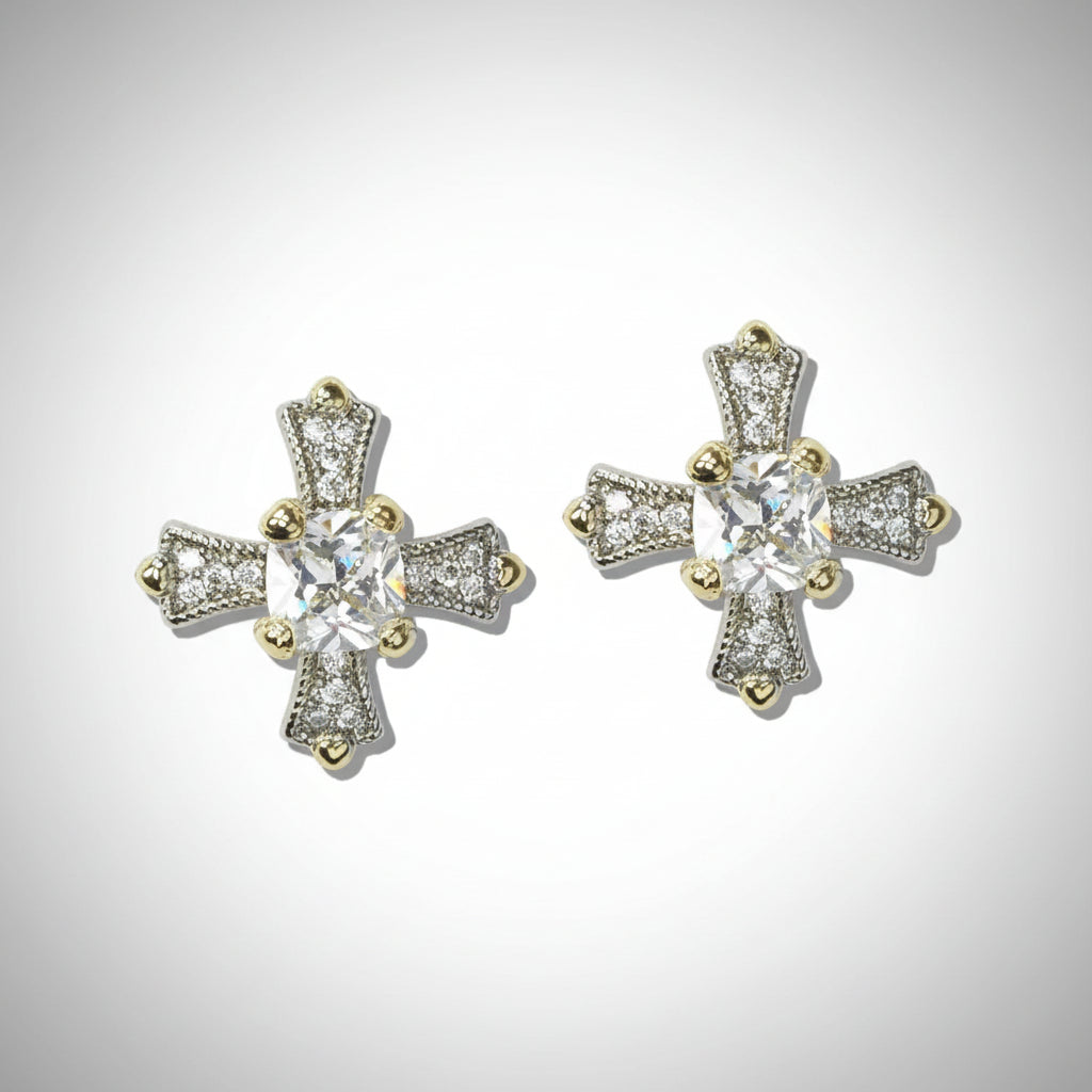 14K Gold Plated Cubic Zirconia Stone Earrings