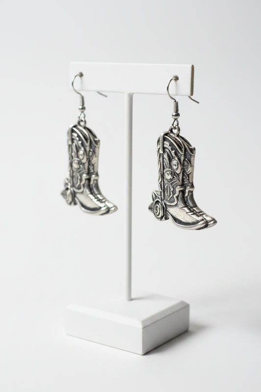 Boot Earrings Antique Silver
