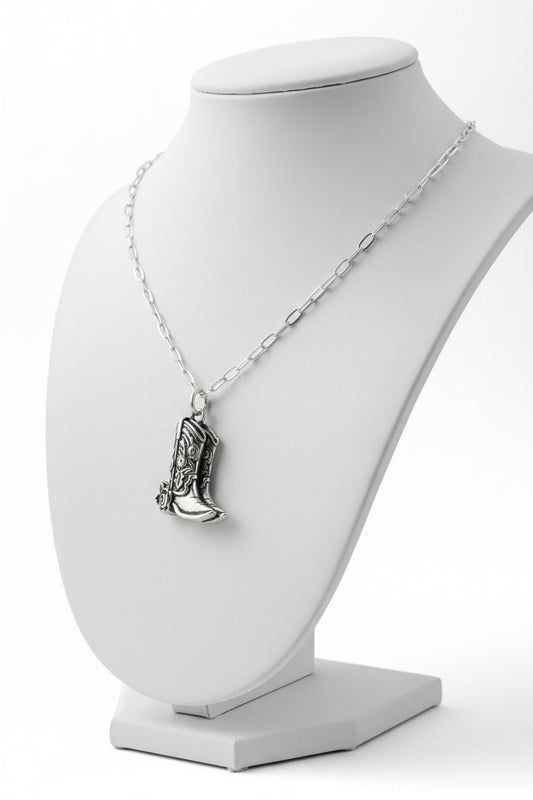 Boots Pendant Necklace Antique Silver