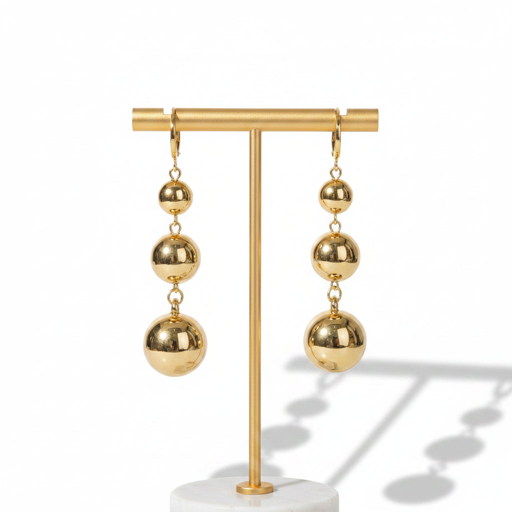 Gold Ball Drop Earrings