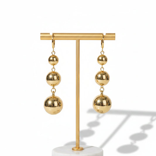 Gold Ball Drop Earrings