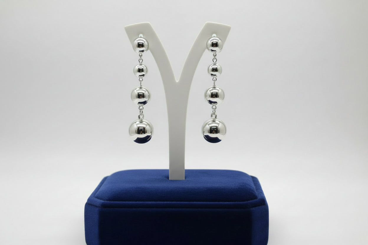 Silver Ball Drop Earrings