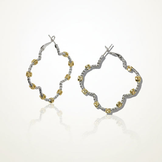 14K Gold Plated Clover Textured Earrings