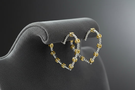 14K Gold Plated Heart Textured Earrings