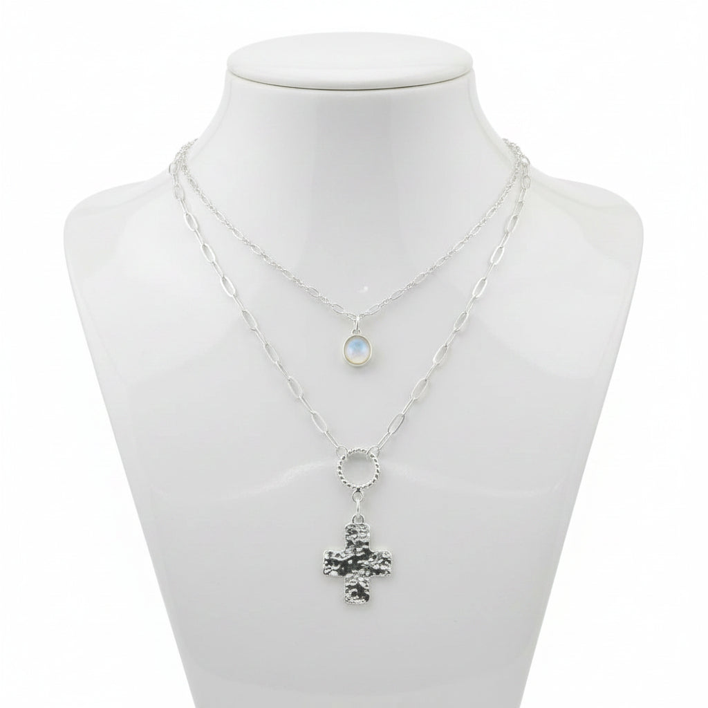 Cross Pendant Layered Necklace
