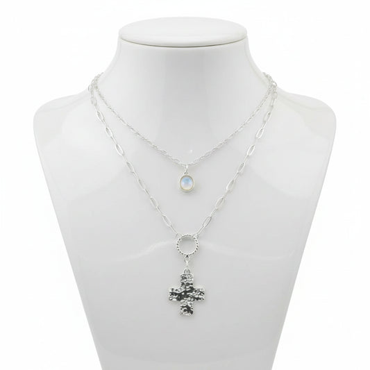 Cross Pendant Layered Necklace