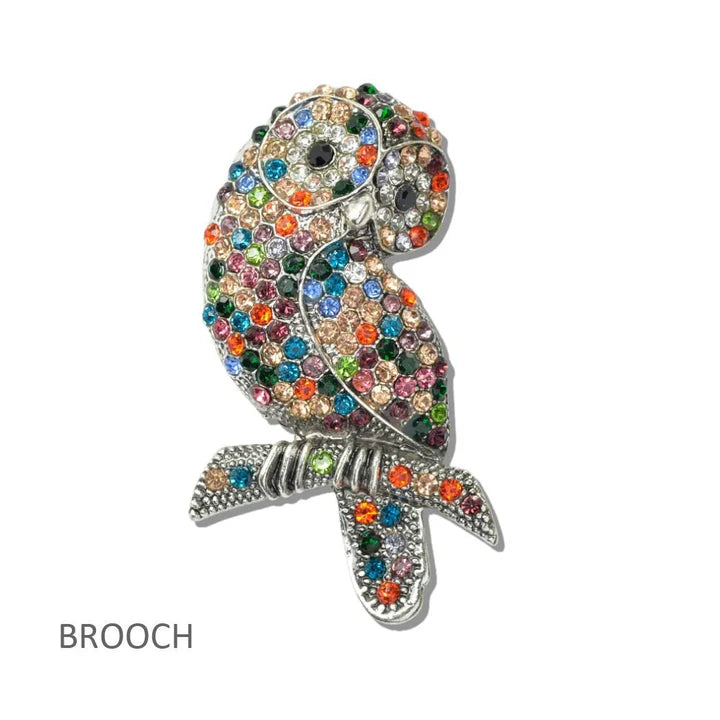 Multi Stone Owl Brooch