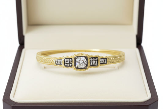 14K GOLD PLATED CZ BANGLE BRACELET