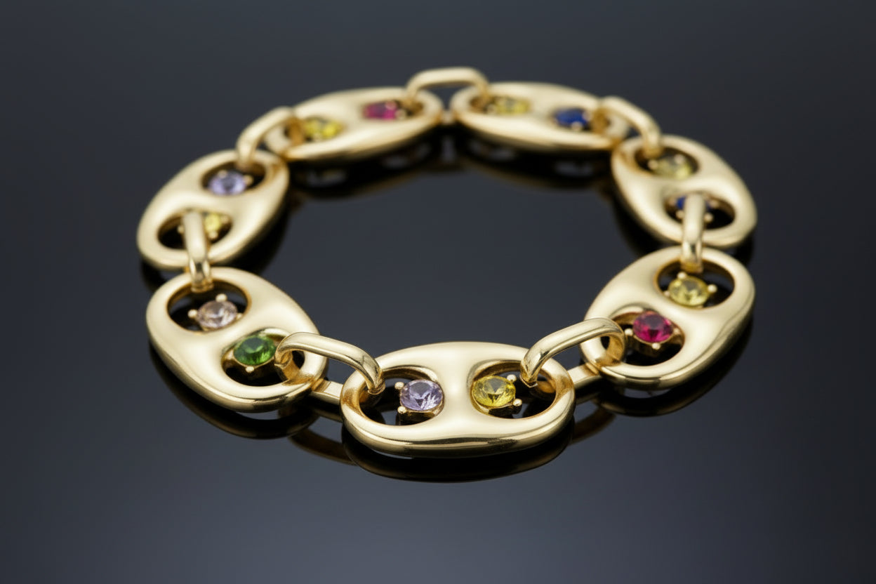 Crystal Link Motif Bracelet, Gold/Multi