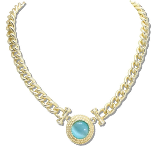 14K Gold Plated Round Medallion Pendant Necklace