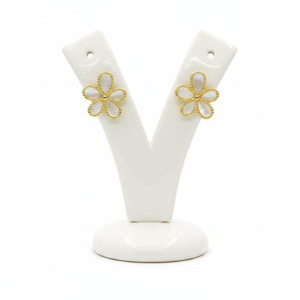 14K Gold Plated Floral Stud Silhouette Earrings