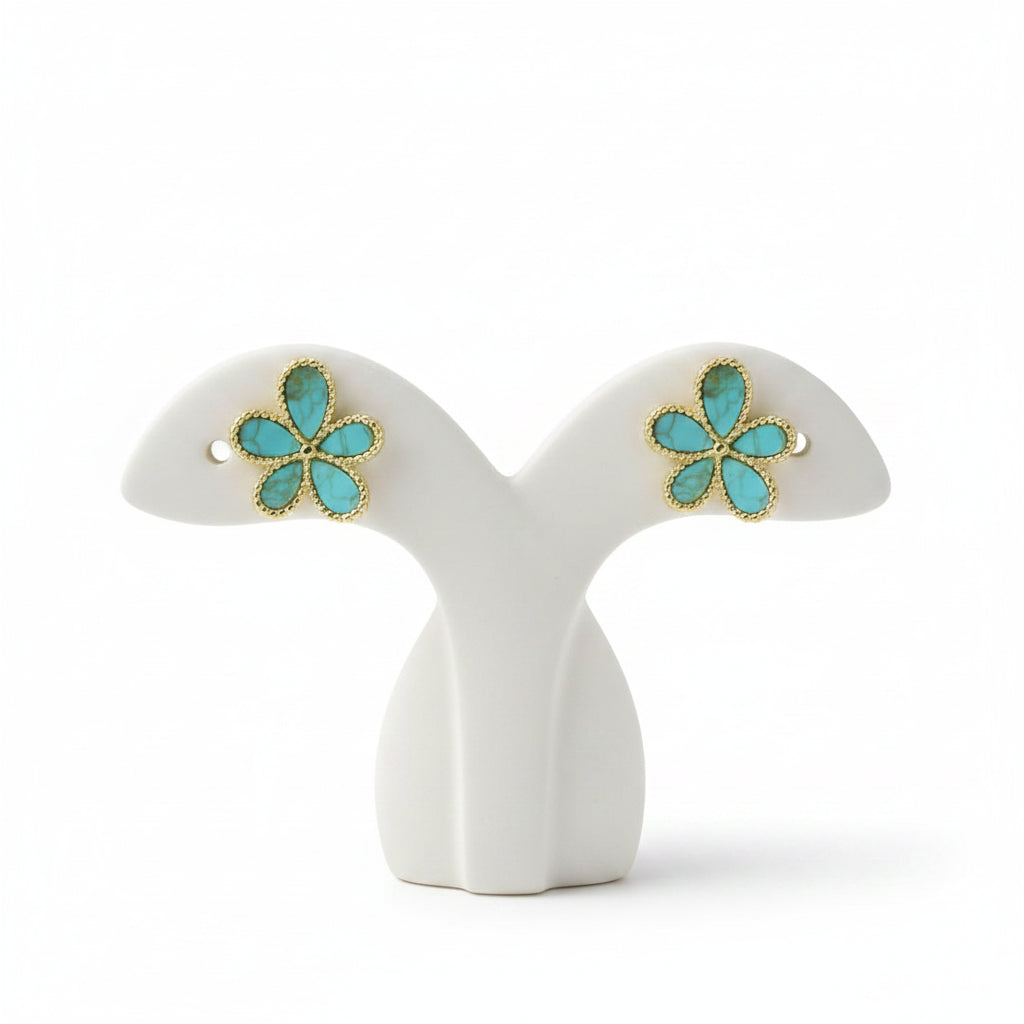 14K Gold Plated Floral Stud Silhouette Earrings