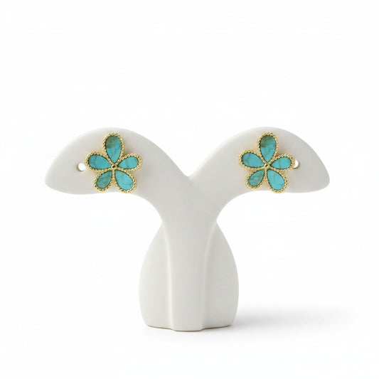 14K Gold Plated Floral Stud Silhouette Earrings
