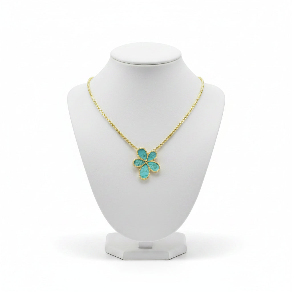 14K Gold Plated Five Petal Flower Pendant Necklace