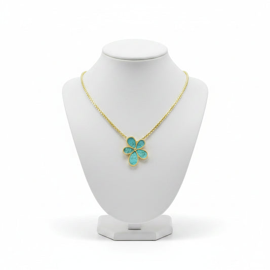14K Gold Plated Five Petal Flower Pendant Necklace