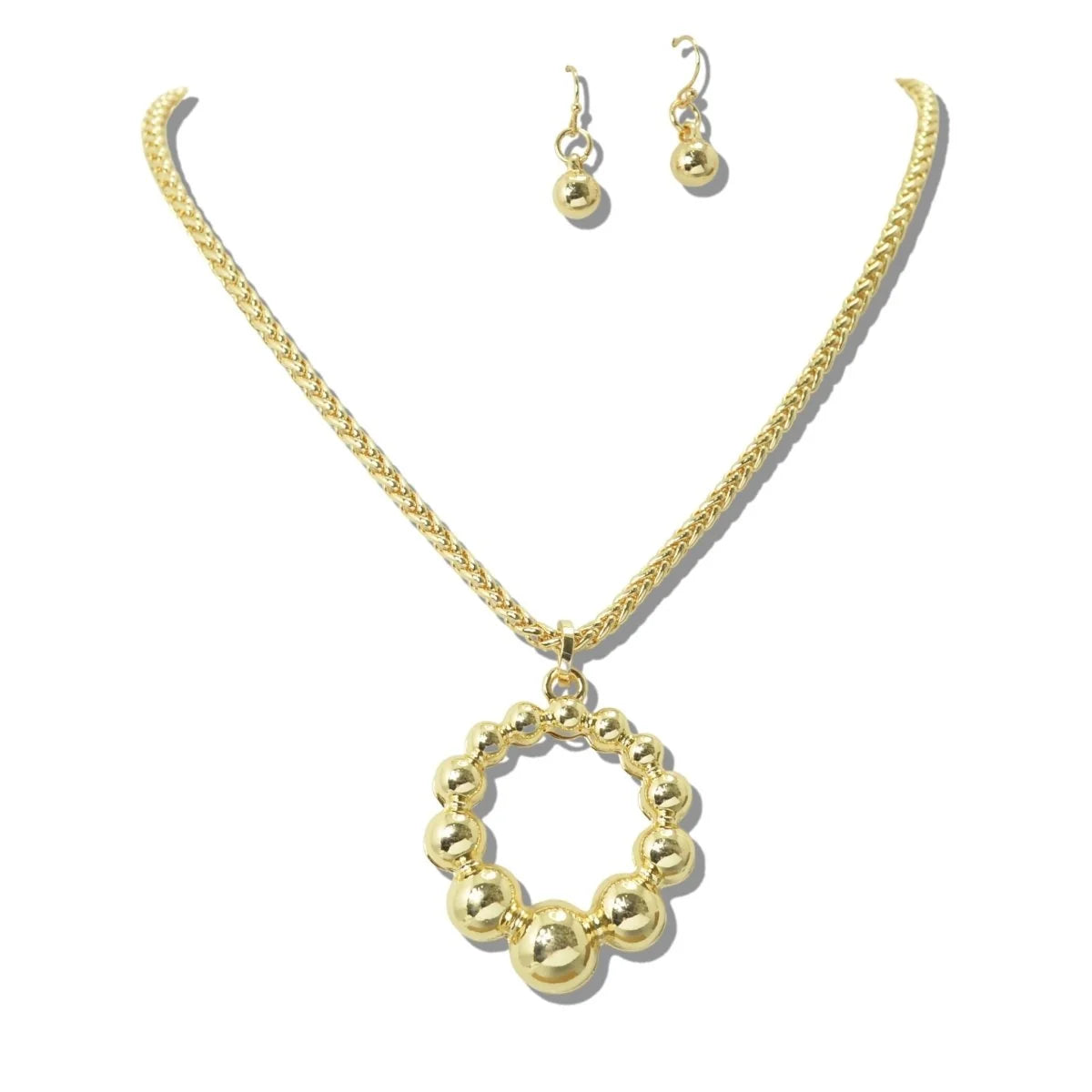 Ball Circle Hoop Pendant Necklace