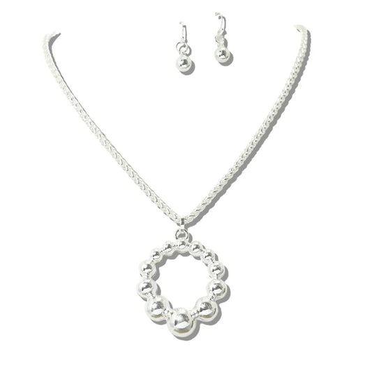 Ball Circle Hoop Pendant Necklace