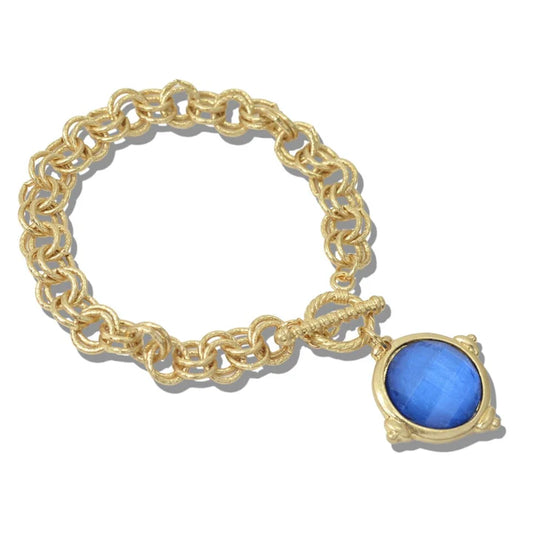 Circular Medallion Pendant Toggle Bracelet, Blue