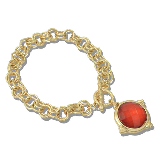 Circular Medallion Pendant Toggle Bracelet, Red