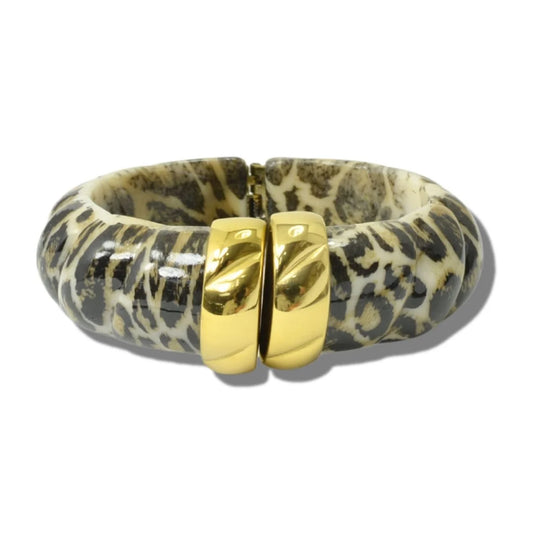 Marbled Resin Twisted Hinged Cuff Bracelet, Animal