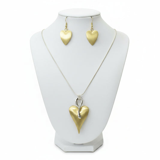 Sleek Snake Chain Puffy Heart Pendant Necklace