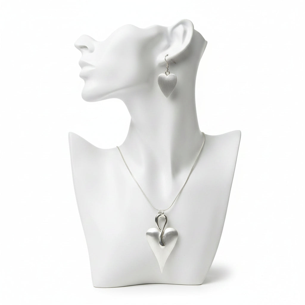 Sleek Snake Chain Puffy Heart Pendant Necklace