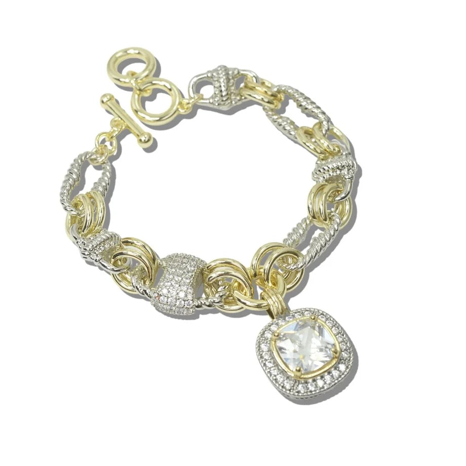 14K Gold Plated Clear CZ Halo Pendant Necklace