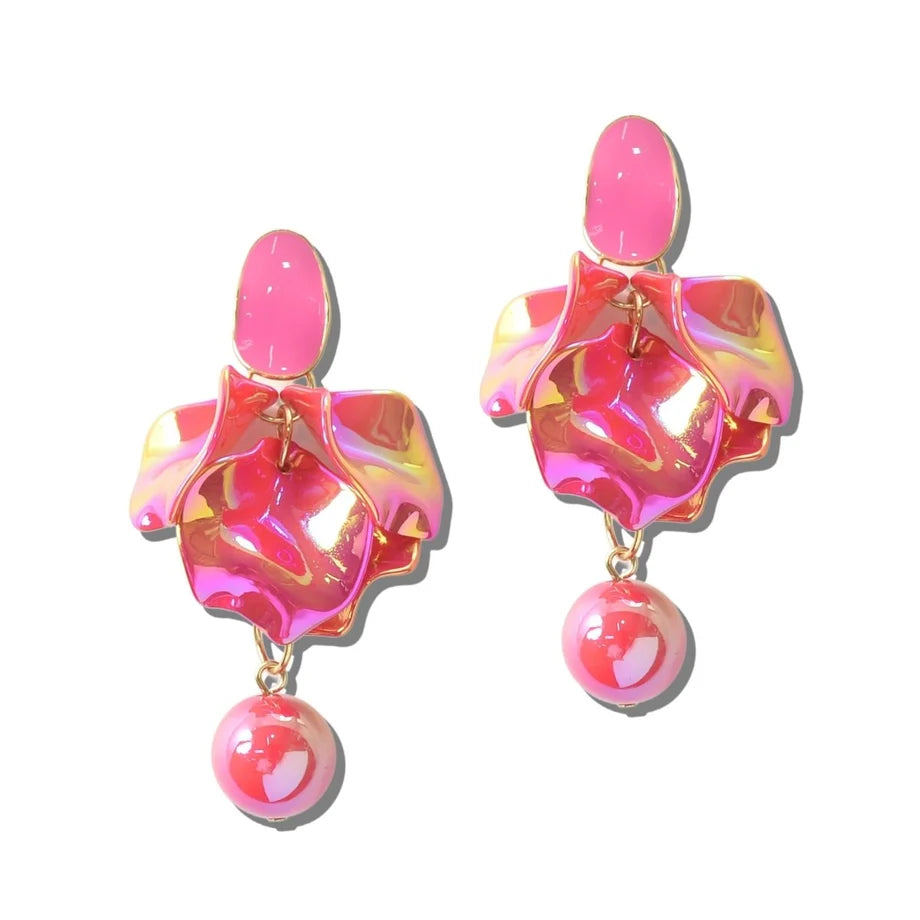 MARBELED FLORAL PETAL DROP EARRINGS