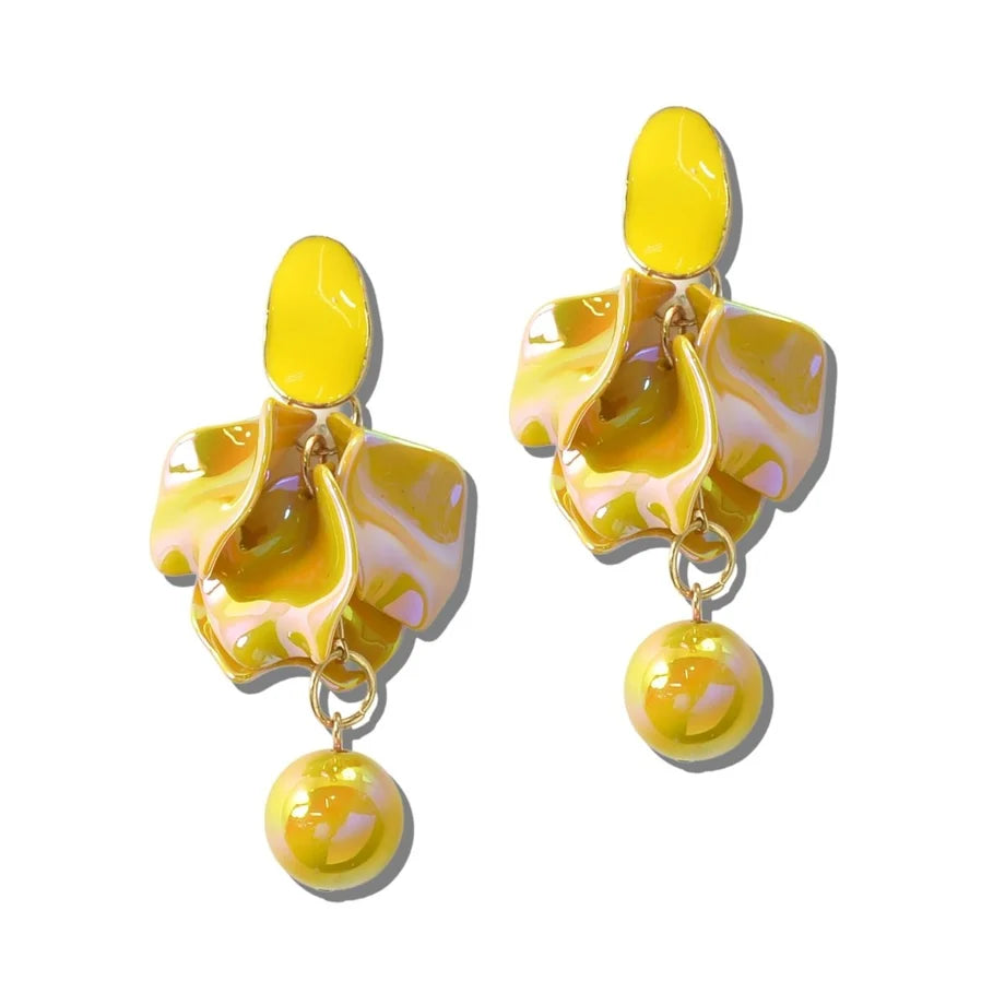 MARBELED FLORAL PETAL DROP EARRINGS