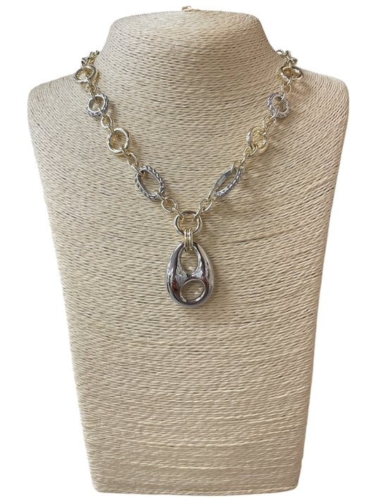RHODIUM PLATED TWO TONE NECKLACE