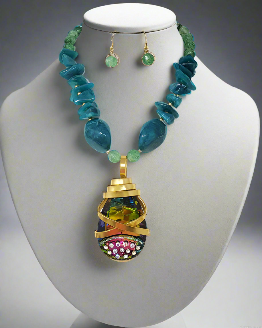 Geometric Statement Necklace, Oil Spill